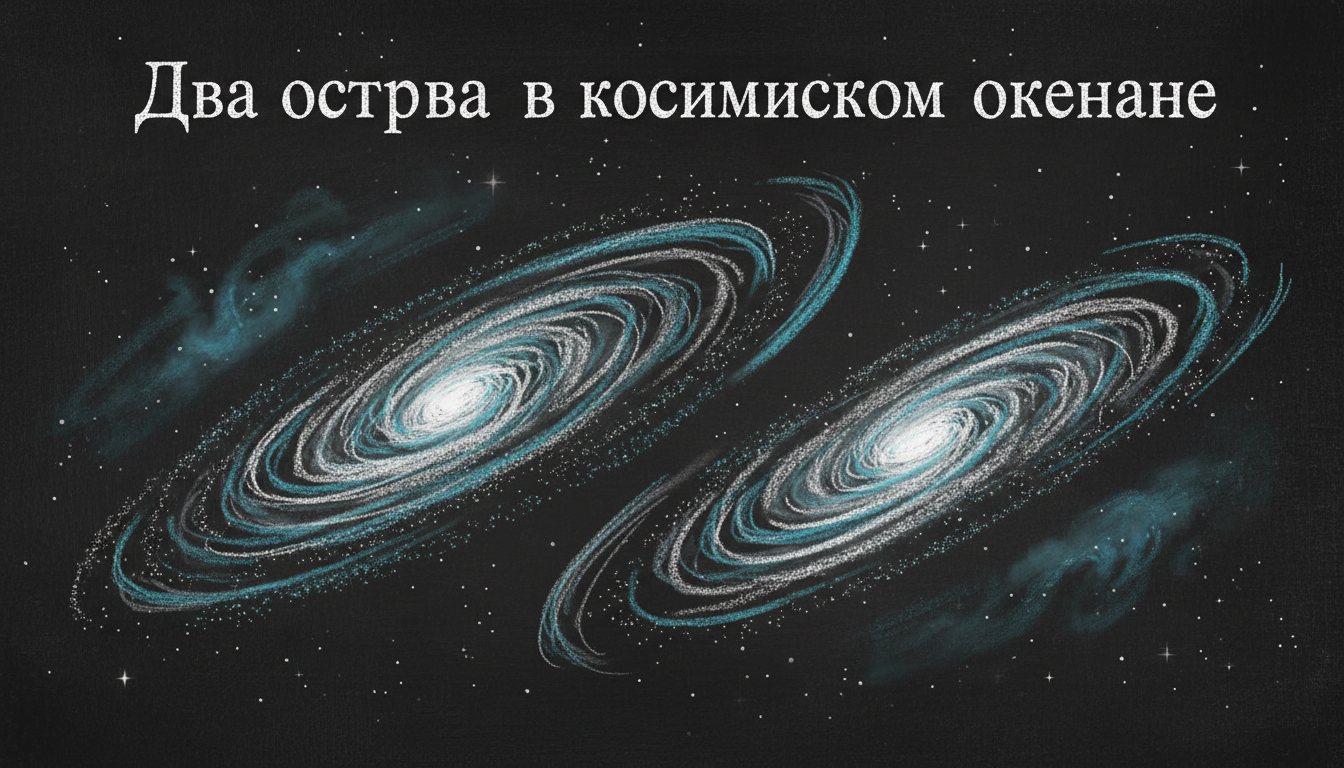 Две спиральные галактики тянутся навстречу друг другу