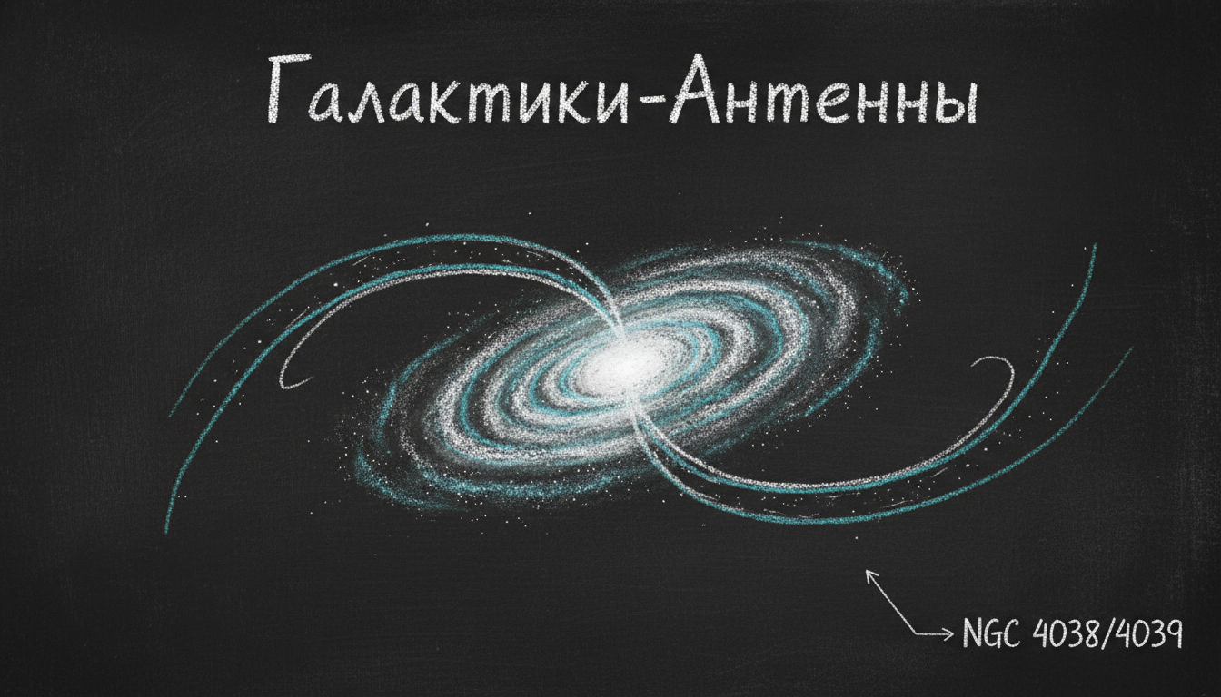 Галактики Антенны — NGC 4038/4039 с двумя хвостами