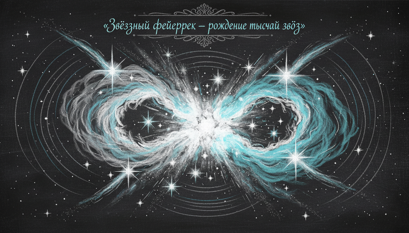 Starburst — рождение тысяч новых звёзд в столкнувшихся газовых облаках