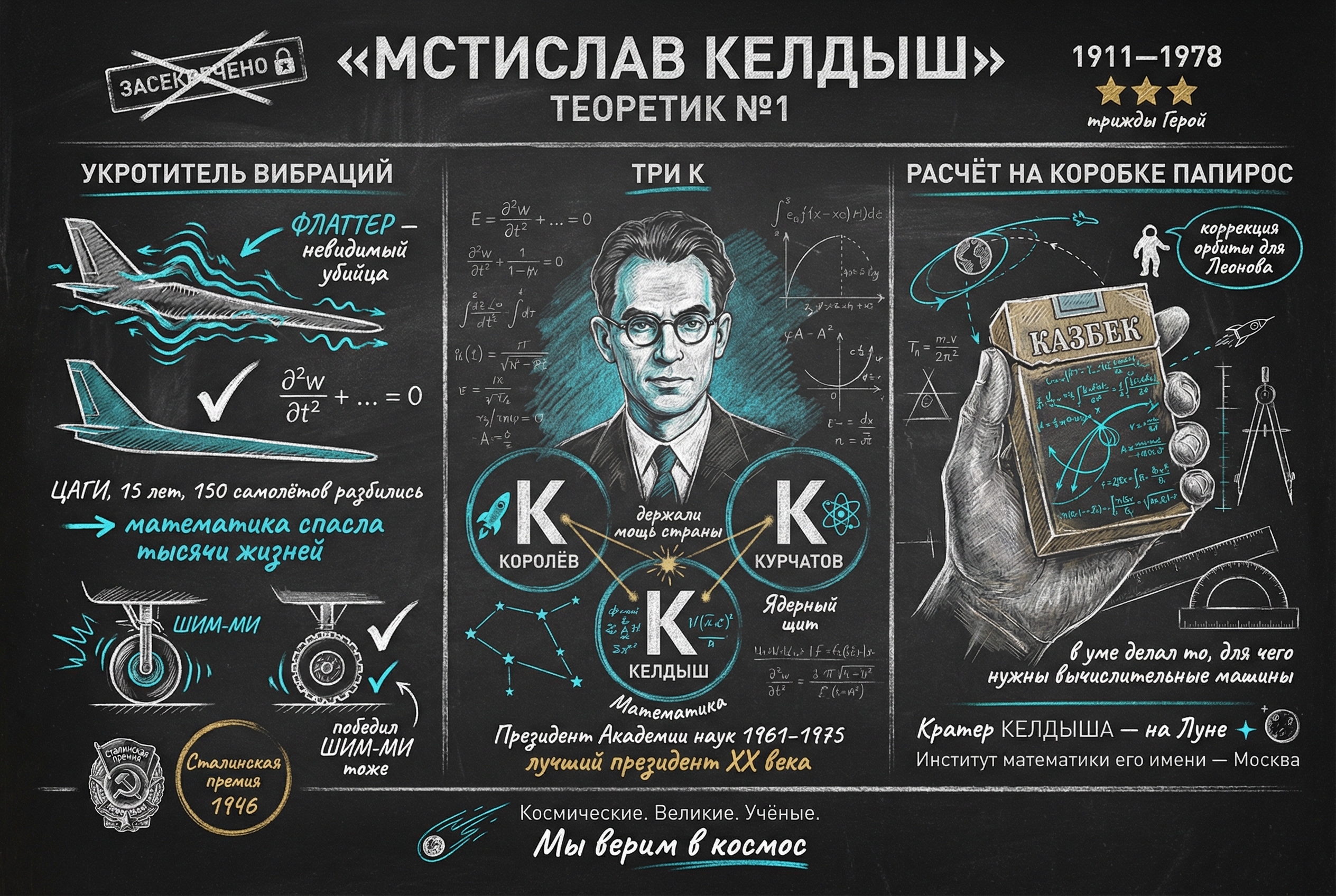 Мстислав Келдыш — Теоретик космонавтики — инфографика