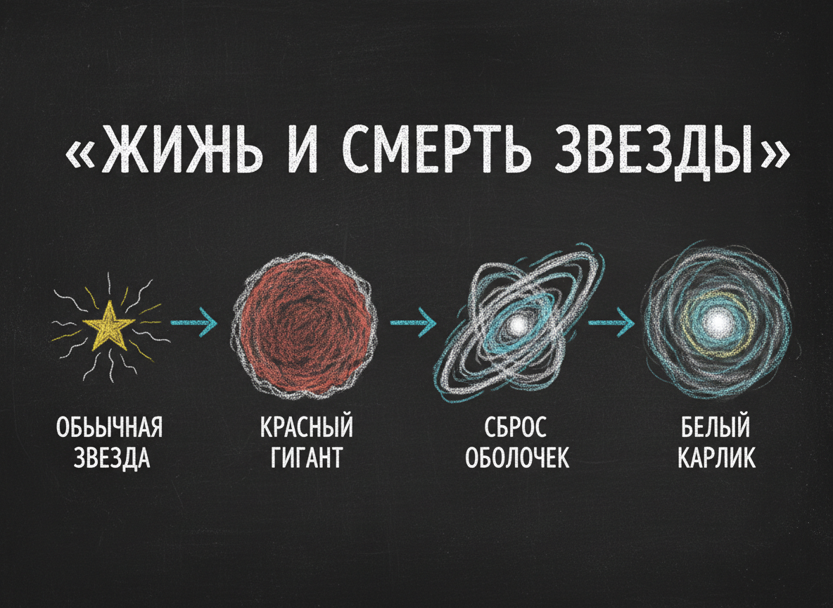 Эволюция звезды: от обычной до красного гиганта и белого карлика