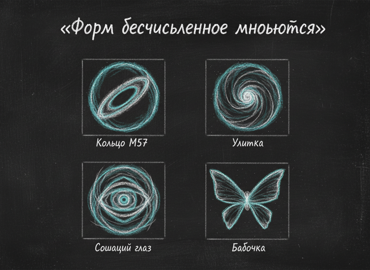 Разные формы планетарных туманностей