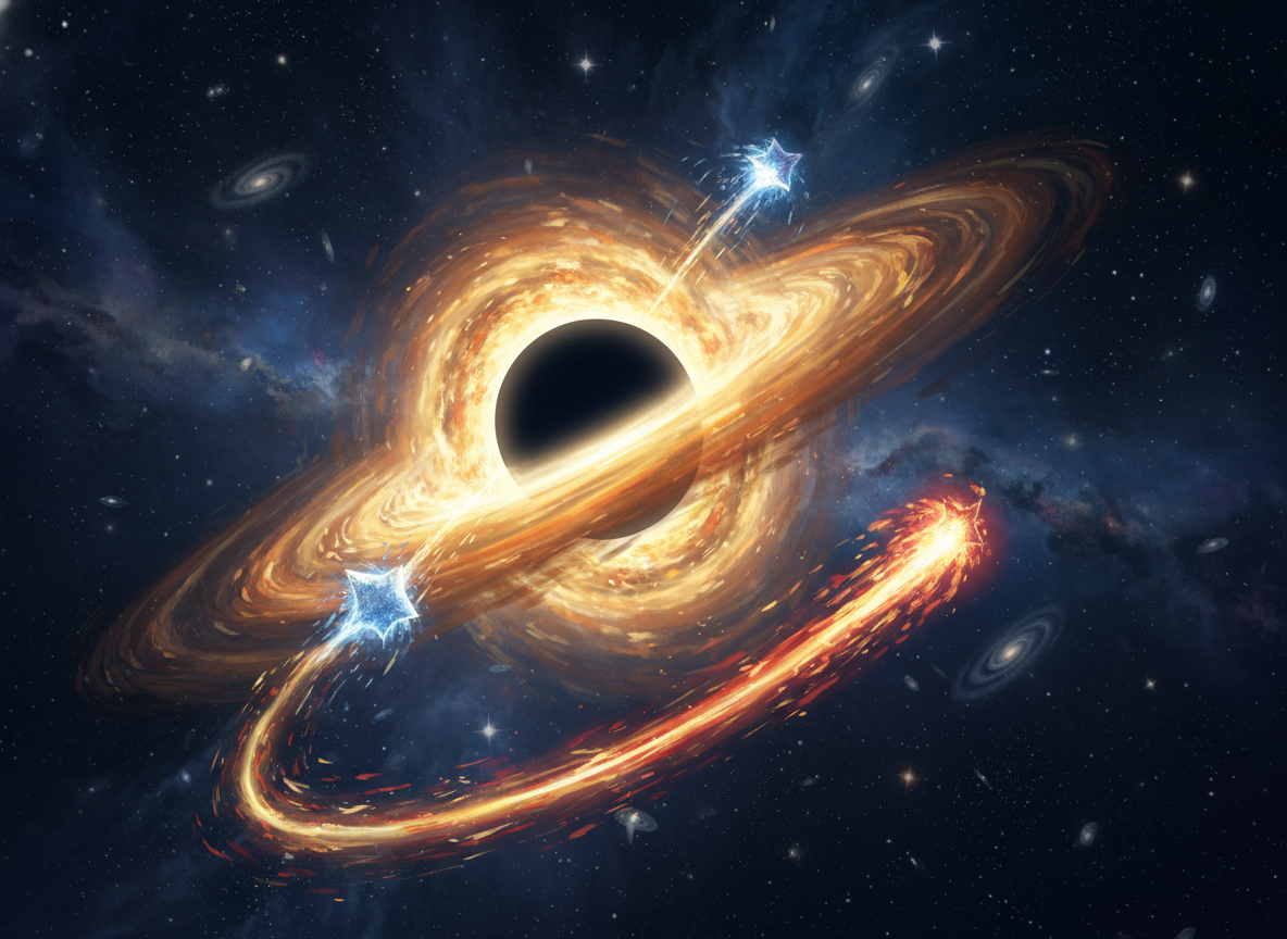 Механизм Хиллса: чёрная дыра разрывает двойную звезду