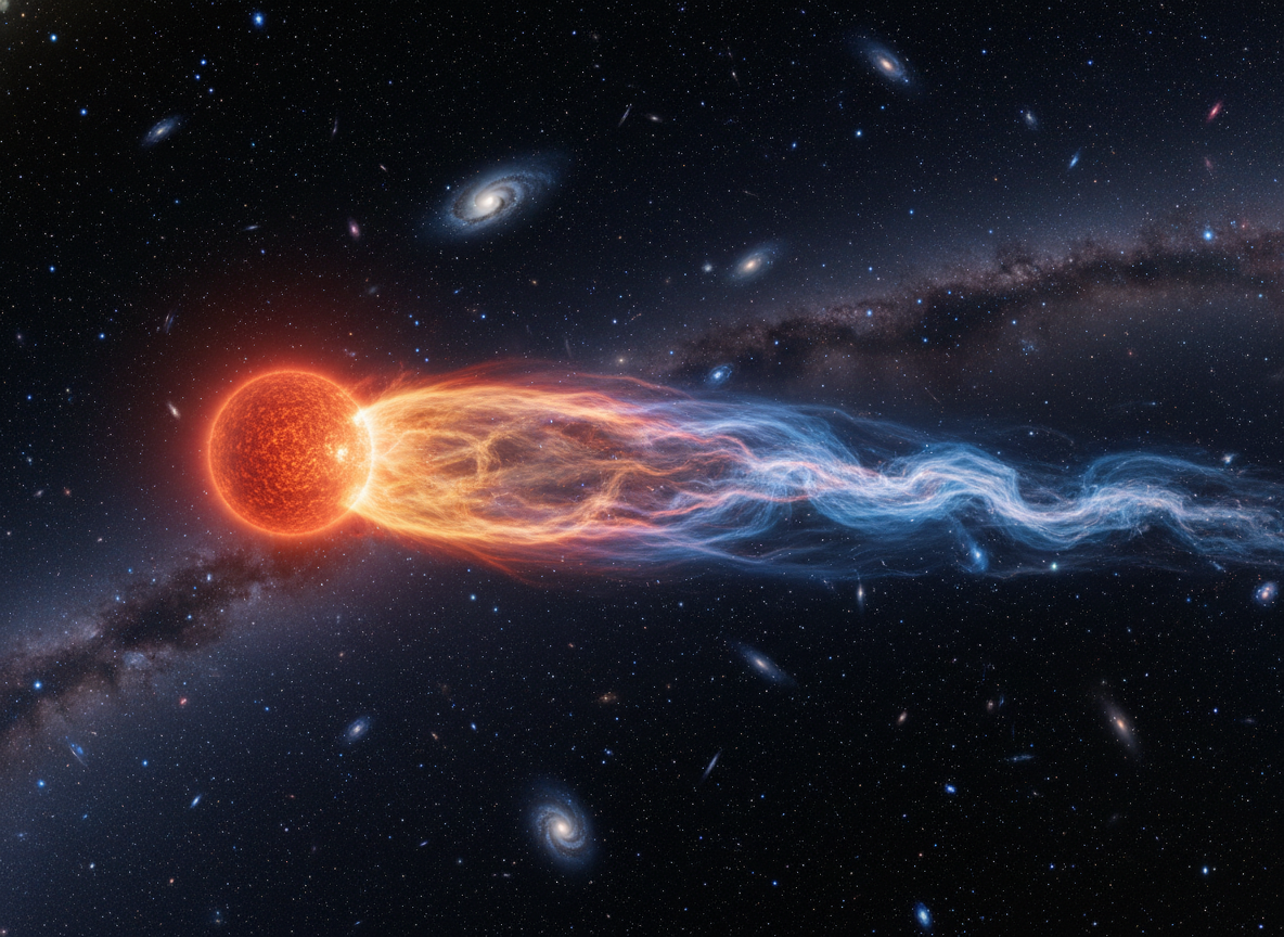 Звезда Мира с хвостом из газа длиной 13 световых лет