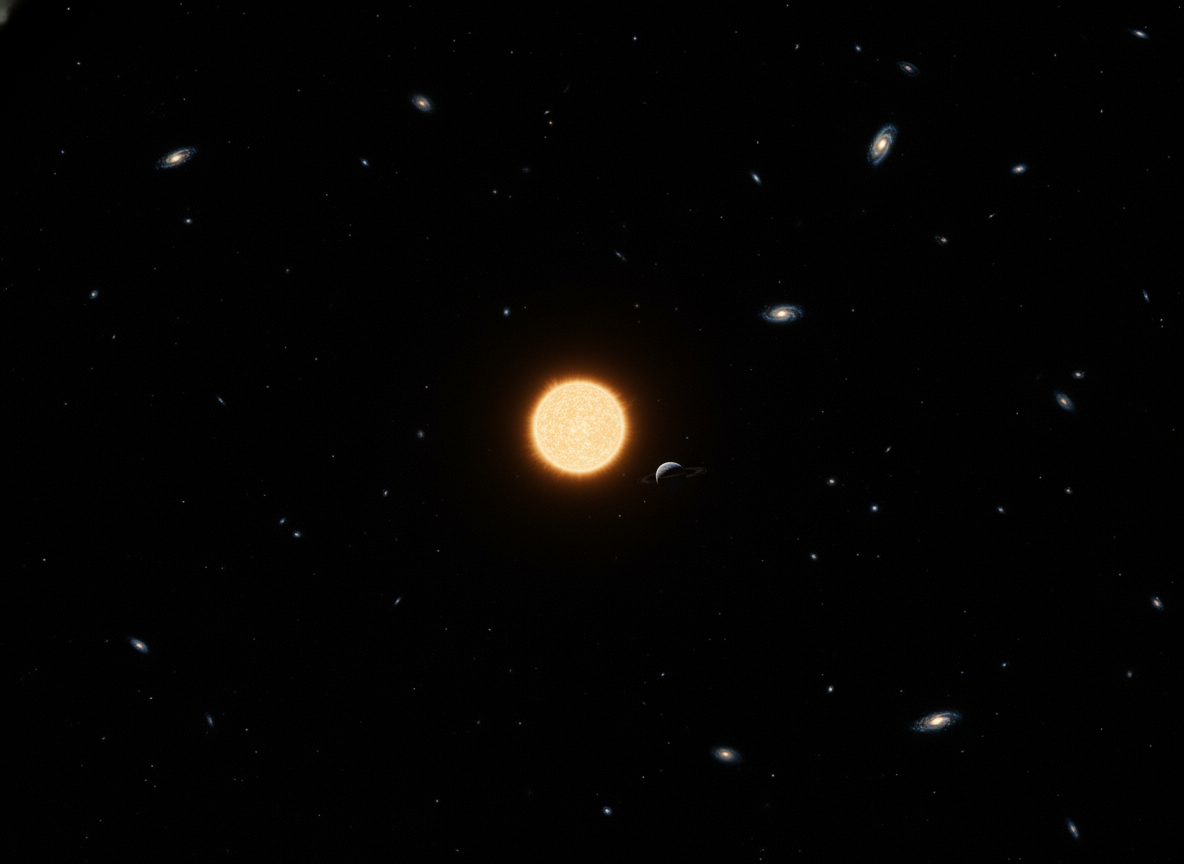 Одинокая звезда в межгалактическом пространстве